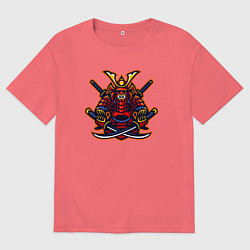 Футболка оверсайз мужская Angry samurai, цвет: коралловый