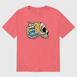 Мужская футболка оверсайз Кораблик в черепке