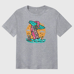 Футболка оверсайз мужская Экстремальный серфингист, цвет: меланж