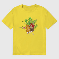 Мужская футболка оверсайз Новогодний букет