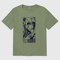 Мужская футболка оверсайз Футуристичная кибернетическая девушка