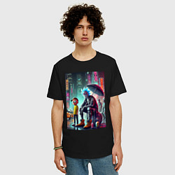 Футболка оверсайз мужская Rick and Morty are homeless people from New York, цвет: черный — фото 2