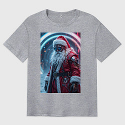 Мужская футболка оверсайз Дед мороз киберпанк