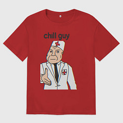 Футболка оверсайз мужская Чиловый парень дурка, цвет: красный