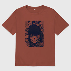 Мужская футболка оверсайз Кибернетическая девушка-скелет