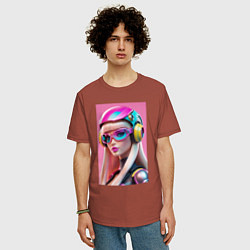 Футболка оверсайз мужская Sweet Barbie - cyberpunk, цвет: кирпичный — фото 2