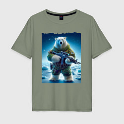 Футболка оверсайз мужская Polar bear - special forces, цвет: авокадо