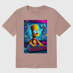 Мужская футболка оверсайз Барт Симпсон увлёкся игрой