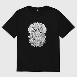 Футболка оверсайз мужская Индейская принцесса ягуар, цвет: черный
