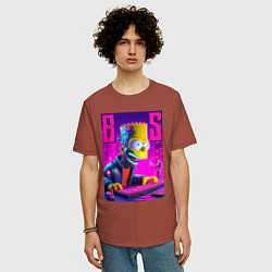 Футболка оверсайз мужская Bart Simpson - cyber gamer, цвет: кирпичный — фото 2