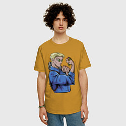 Футболка оверсайз мужская Магическая битва Нанами Кенто битва, цвет: горчичный — фото 2