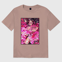 Футболка оверсайз мужская Клинок рассекающий демонов Незуко в битве, цвет: пыльно-розовый