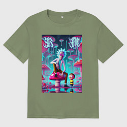 Мужская футболка оверсайз Rick and Morty under the mushrooms