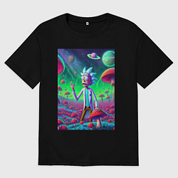 Мужская футболка оверсайз Рик потерял Морти на грибной планете