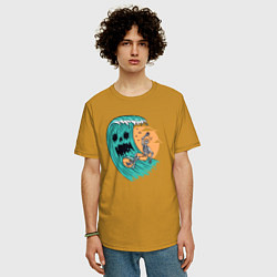 Футболка оверсайз мужская Skeletor surfer, цвет: горчичный — фото 2