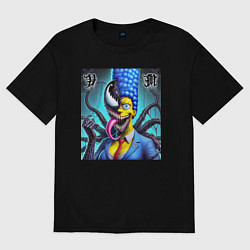 Мужская футболка оверсайз Веном вселился в Мардж Симпсон - прикол