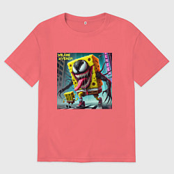 Футболка оверсайз мужская Sponge Bob and Venom - collaboration, цвет: коралловый