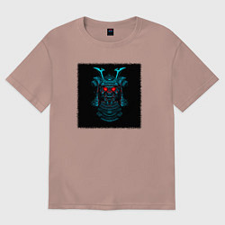 Мужская футболка оверсайз Японская маска самурая