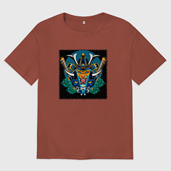 Мужская футболка оверсайз Демон самурай тигр