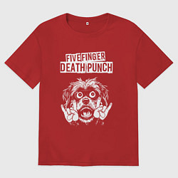 Футболка оверсайз мужская Five Finger Death Punch rock dog, цвет: красный