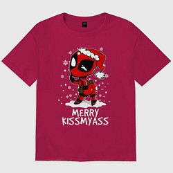 Футболка оверсайз мужская Deadpool - merry kiss my ass, цвет: маджента