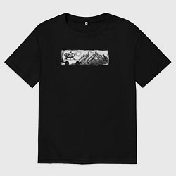 Мужская футболка оверсайз Внедорожник, велосипед и горы - оффроад
