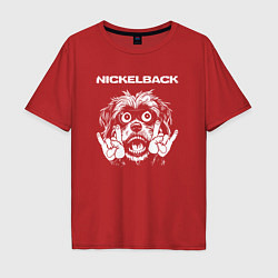 Футболка оверсайз мужская Nickelback rock dog, цвет: красный