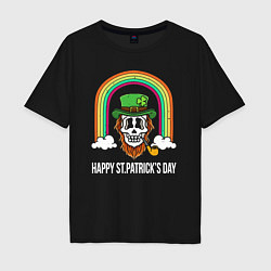 Футболка оверсайз мужская Happy St Patricks day - skull, цвет: черный