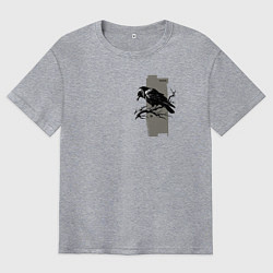 Футболка оверсайз мужская Grunge crow, цвет: меланж