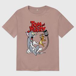 Мужская футболка оверсайз Том и Джерри - кувалда