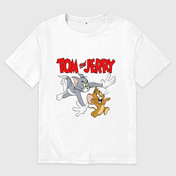 Мужская футболка оверсайз Том и Джерри - погоня