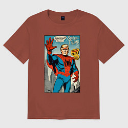 Футболка оверсайз мужская Spider-Trump - retro, цвет: кирпичный
