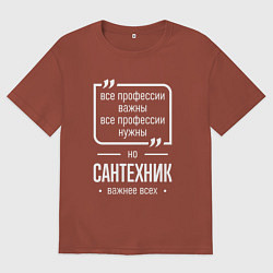 Мужская футболка оверсайз Сантехник нужнее всех