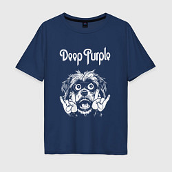 Футболка оверсайз мужская Deep Purple rock dog, цвет: тёмно-синий