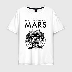 Футболка оверсайз мужская Thirty Seconds to Mars - rock dog, цвет: белый