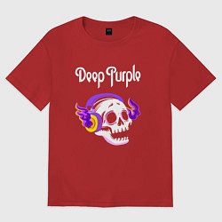 Футболка оверсайз мужская Deep Purple - неоновый череп, цвет: красный