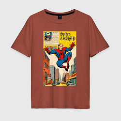 Футболка оверсайз мужская Spider-Trump superhero, цвет: кирпичный
