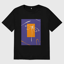 Мужская футболка оверсайз Силуэт стрекозы-коллаж