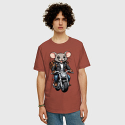 Футболка оверсайз мужская Biker mice, цвет: кирпичный — фото 2