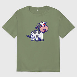 Футболка оверсайз мужская Влюблённая коровка, цвет: авокадо