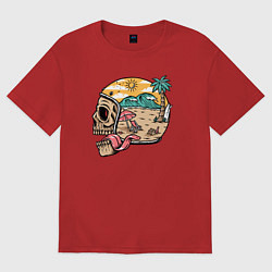 Футболка оверсайз мужская Skull summer, цвет: красный