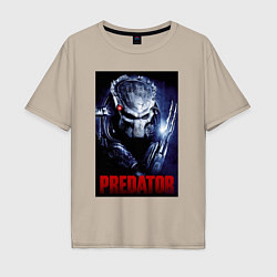 Футболка оверсайз мужская Predator in the helmet, цвет: миндальный