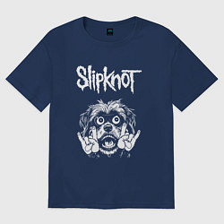 Футболка оверсайз мужская Slipknot rock dog, цвет: тёмно-синий