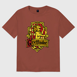 Футболка оверсайз мужская Hogwarts - gryffindor logo, цвет: кирпичный