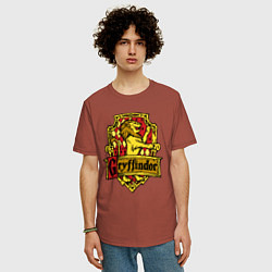 Футболка оверсайз мужская Hogwarts - gryffindor logo, цвет: кирпичный — фото 2