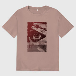 Мужская футболка оверсайз Глаз с пальцами