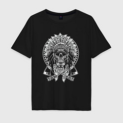 Футболка оверсайз мужская Indian skeletor, цвет: черный