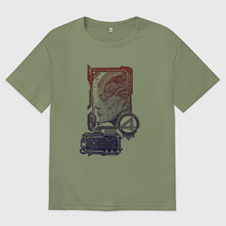 Мужская футболка оверсайз Биокиборг в профиль