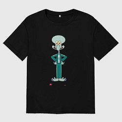 Мужская футболка оверсайз Сквидворд игра в кальмара мем Спанч боб