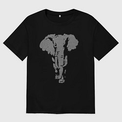 Мужская футболка оверсайз Африканский слон - пуантель